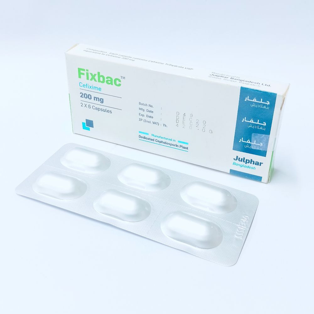 Pack Image: Fixbac 200 mg Capsule (2 x 7)