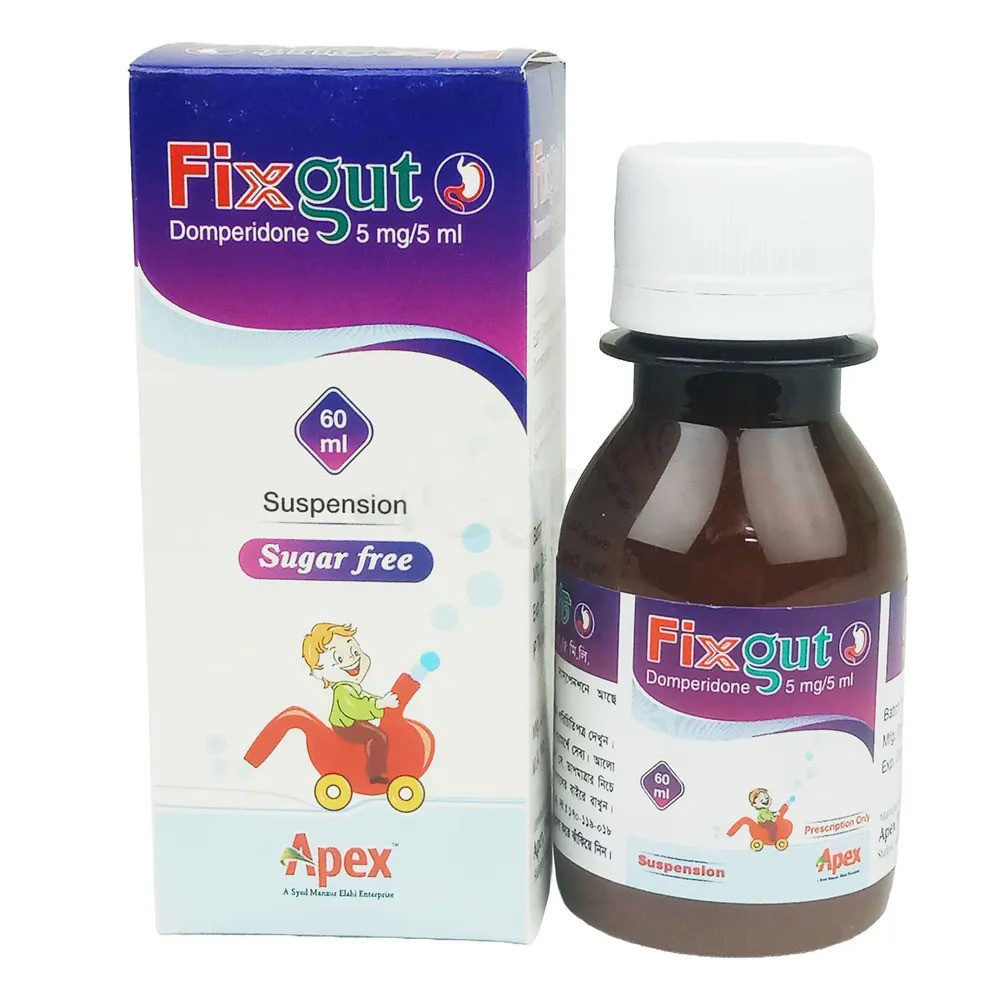 Pack Image: Fixgut 5 mg Suspension (60 ml bottle)