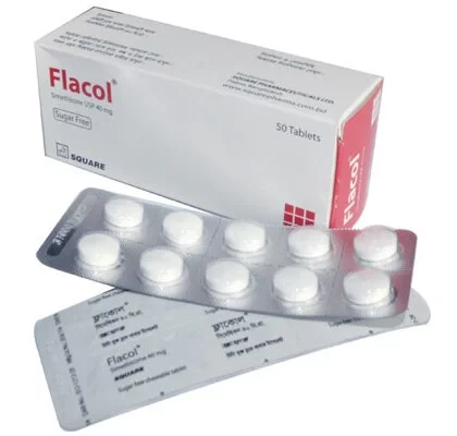 Pack Image: Flacol 40 mg Chewable Tablet (5 x 10)