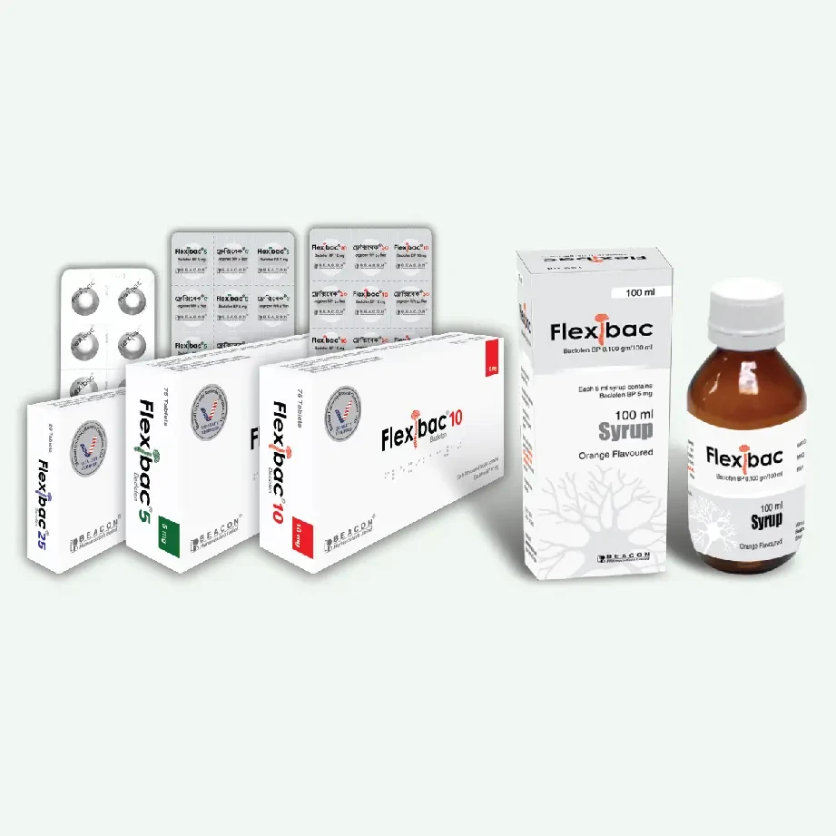 Pack Image: Flexibac 5 mg Oral Solution (100 ml bottle)