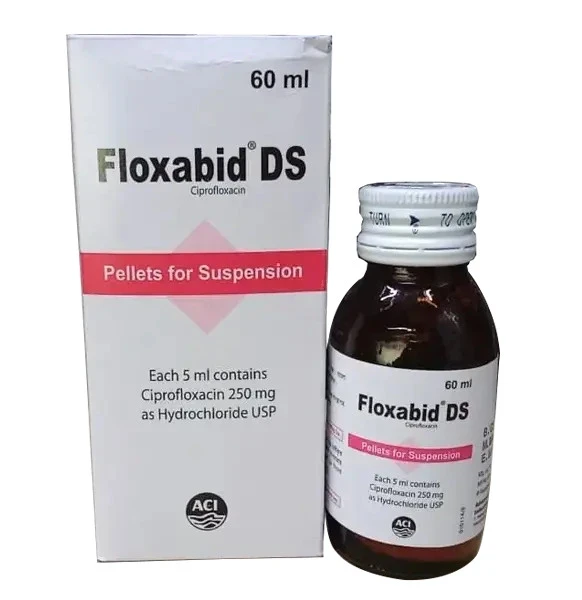 Pack Image: Floxabid DS 250 mg Suspension (60 ml bottle)
