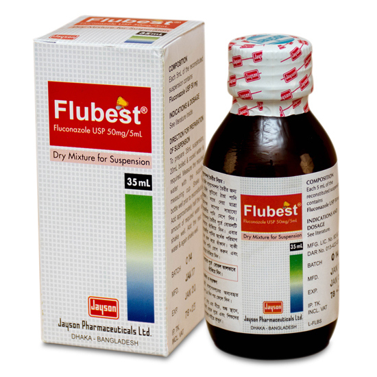 Pack Image: Flubest 50 mg Suspension (35 ml bottle)