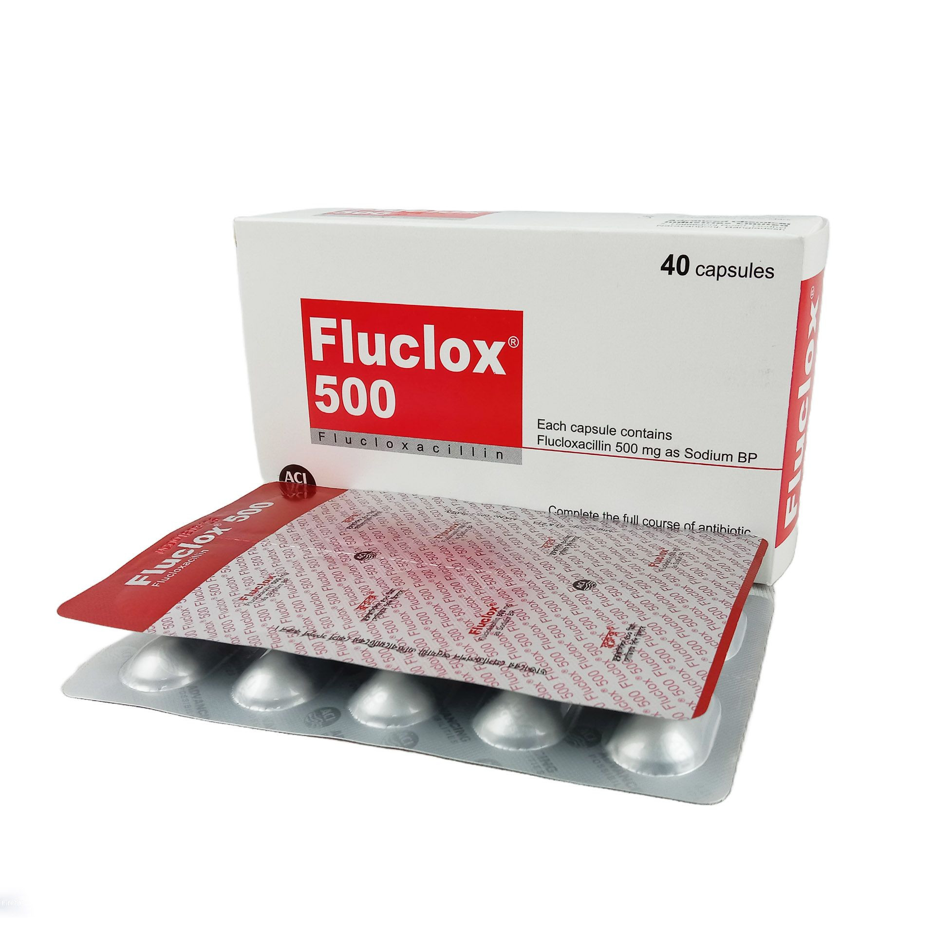Pack Image: Fluclox 500 mg Capsule (4 x 10)