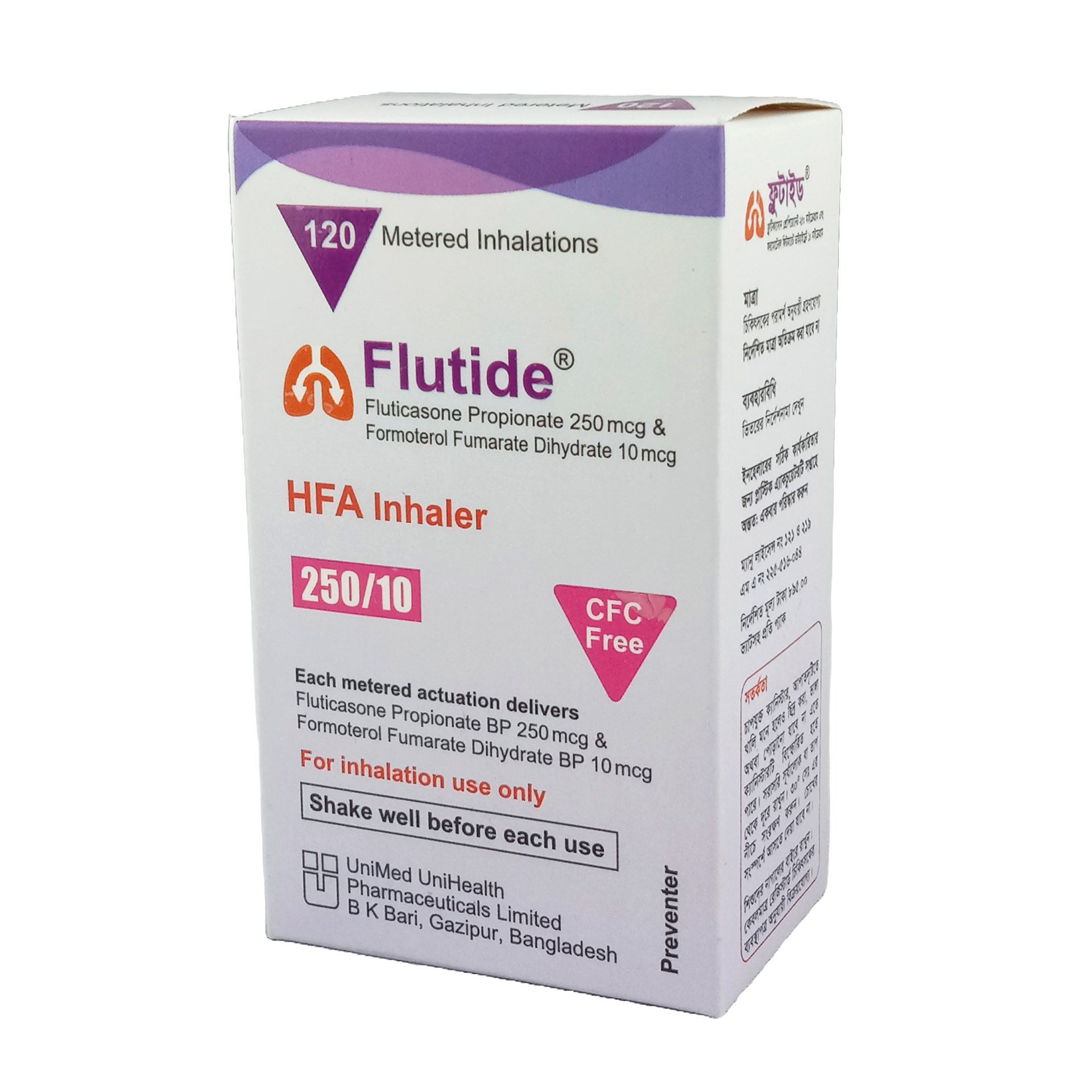 Pack Image: Flutide (250 mcg Inhaler (120 metered doses)