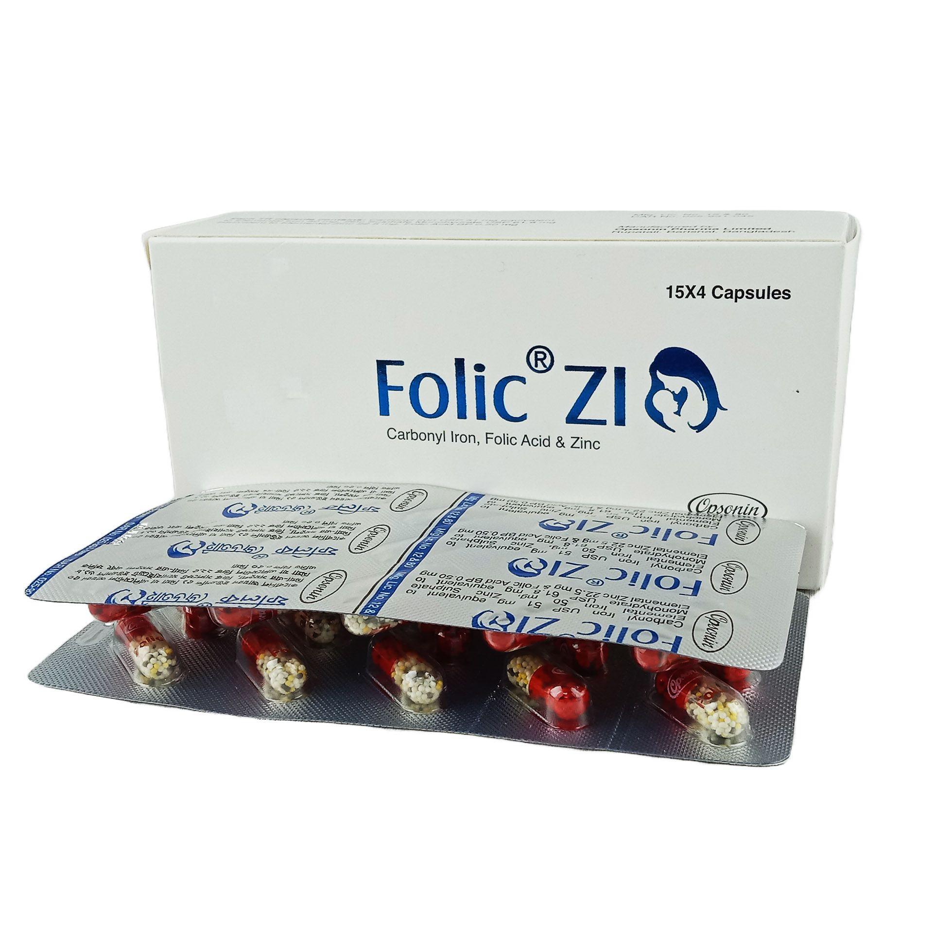 Pack Image: Folic ZI 50 mg Capsule (4 x 15)