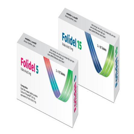 Pack Image: Folidel 15 mg Tablet (3 x 10)