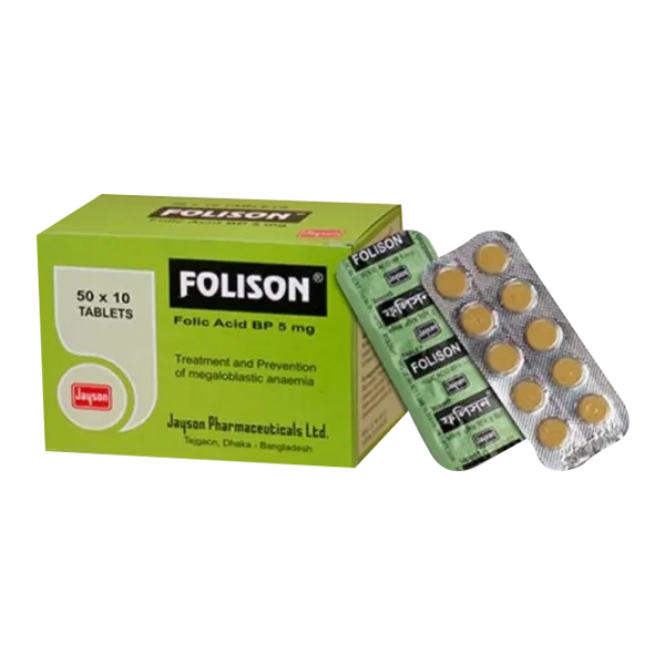 Pack Image: Folison 5 mg Tablet (50 x 10)