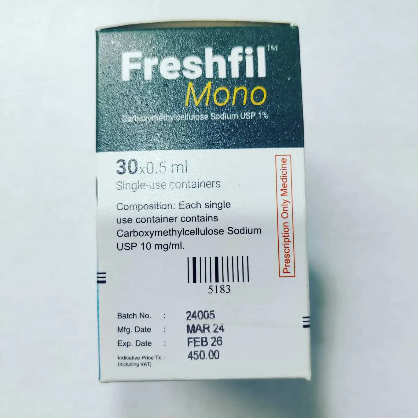 Pack Image: Freshfil Mono 1% Eye Drop (0.5 ml pack)