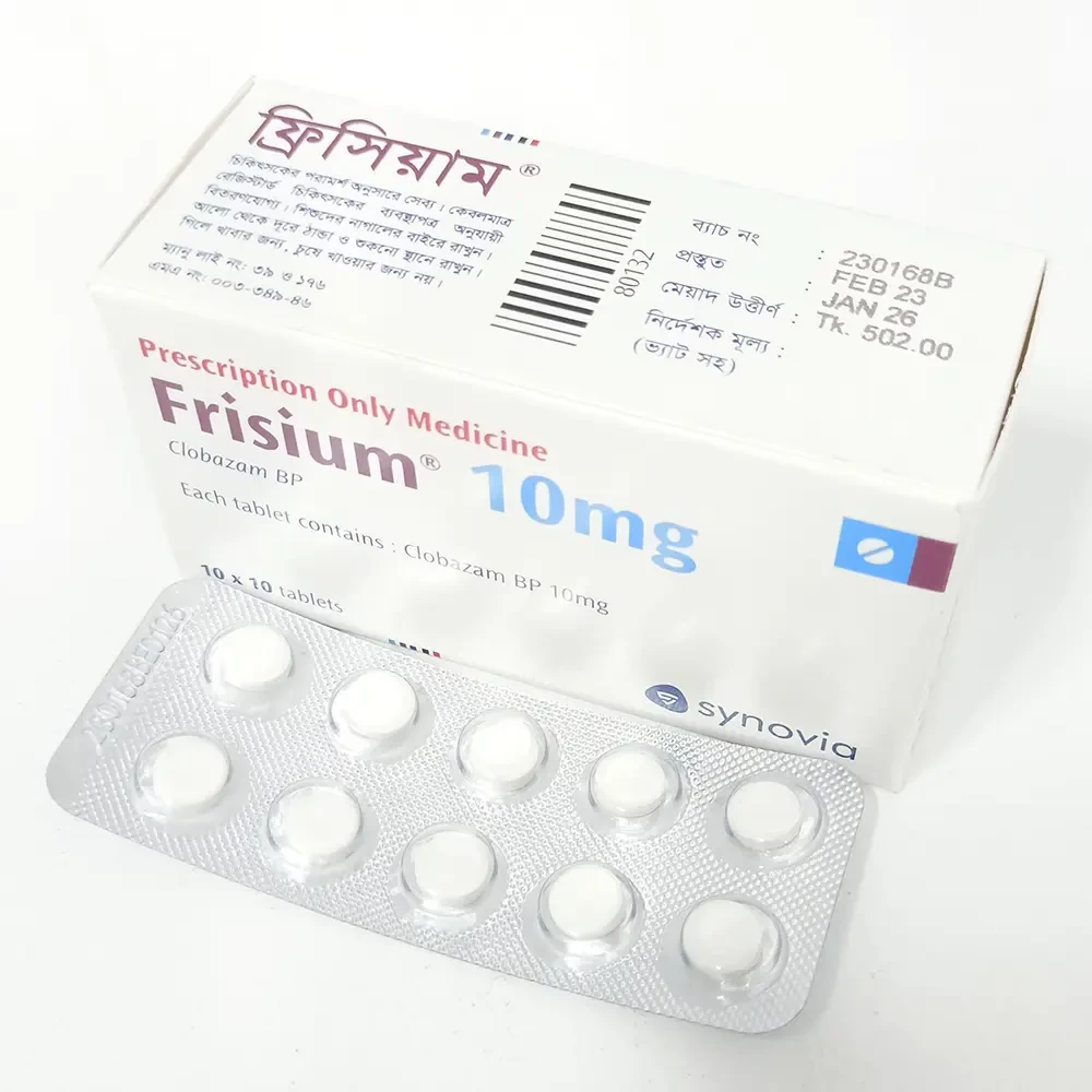 Pack Image: Frisium 10 mg Tablet (10 x 10)