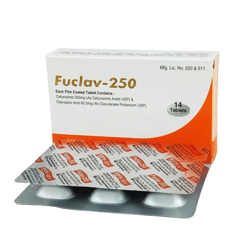 Pack Image: Fuclav 250 mg Tablet (2 x 7)