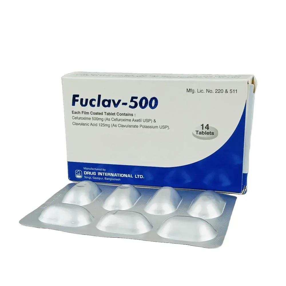 Pack Image: Fuclav 500 mg Tablet (2 x 7)