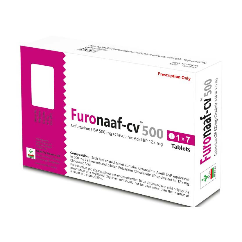 Pack Image: Furonaaf-CV 500 mg Tablet (1 x 7)