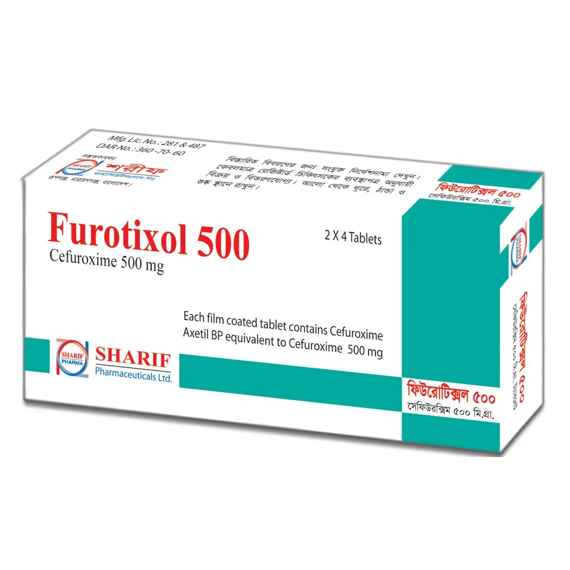 Pack Image: Furotixol 500 mg Tablet (2 x 4)