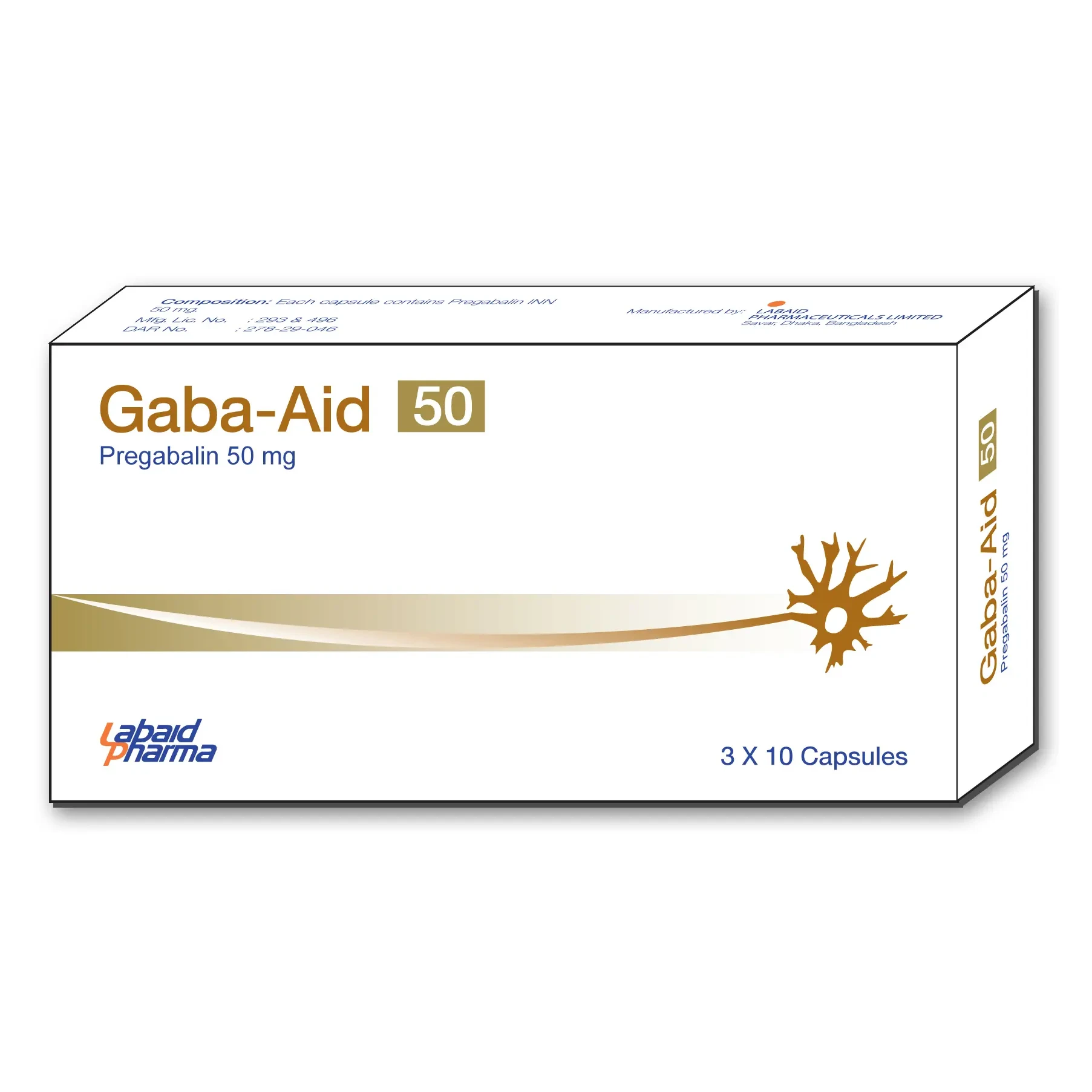 Pack Image: Gaba-Aid 50 mg Capsule (3 x 10)