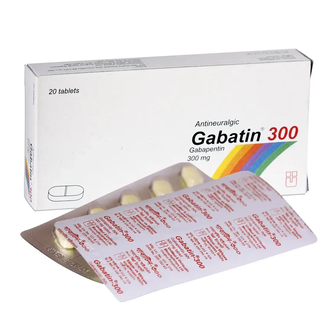 Pack Image: Gabatin 300 mg Tablet (2 x 10)