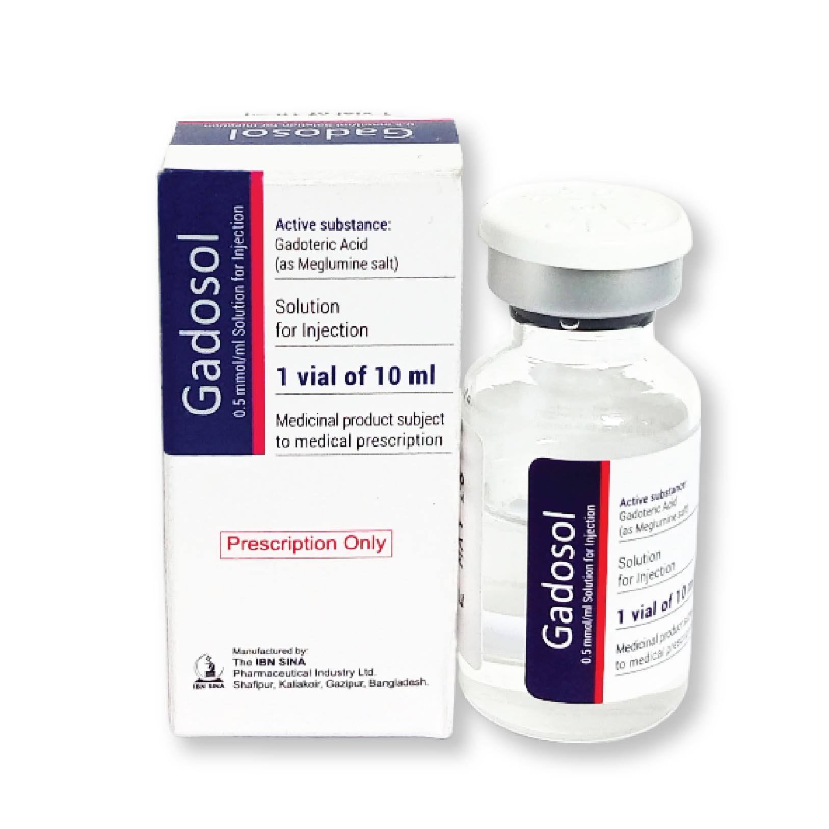 Pack Image: Gadosol 0.5 mmol Injection (10 ml vial)
