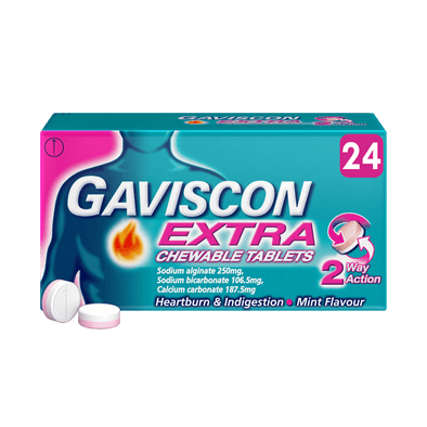 Pack Image: Gaviscon 250 mg Chewable Tablet (4 x 8)