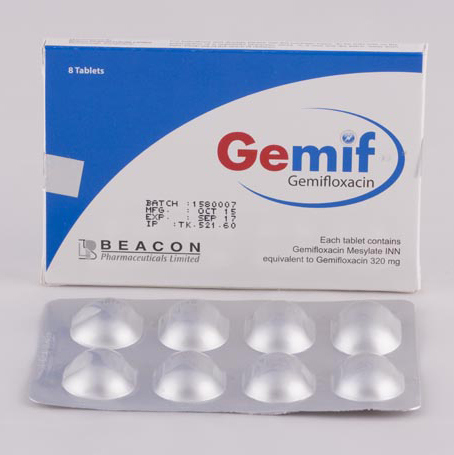 Pack Image: Gemif 320 mg Tablet (1 x 8)