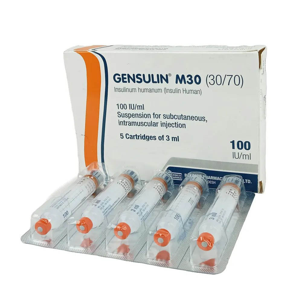 Pack Image: Gensulin M30 30% 70% Injection (3 ml cartridge)