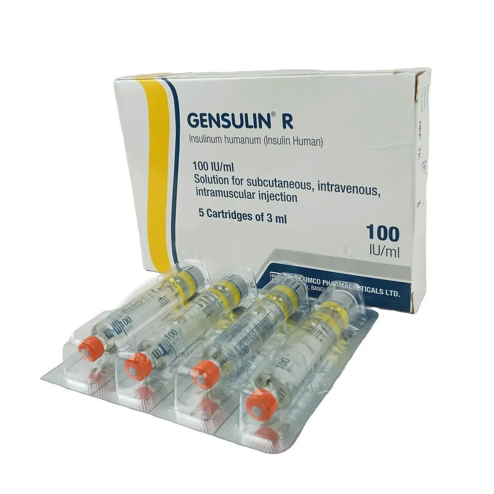Pack Image: Gensulin R 100 IU Injection (3 ml cartridge)