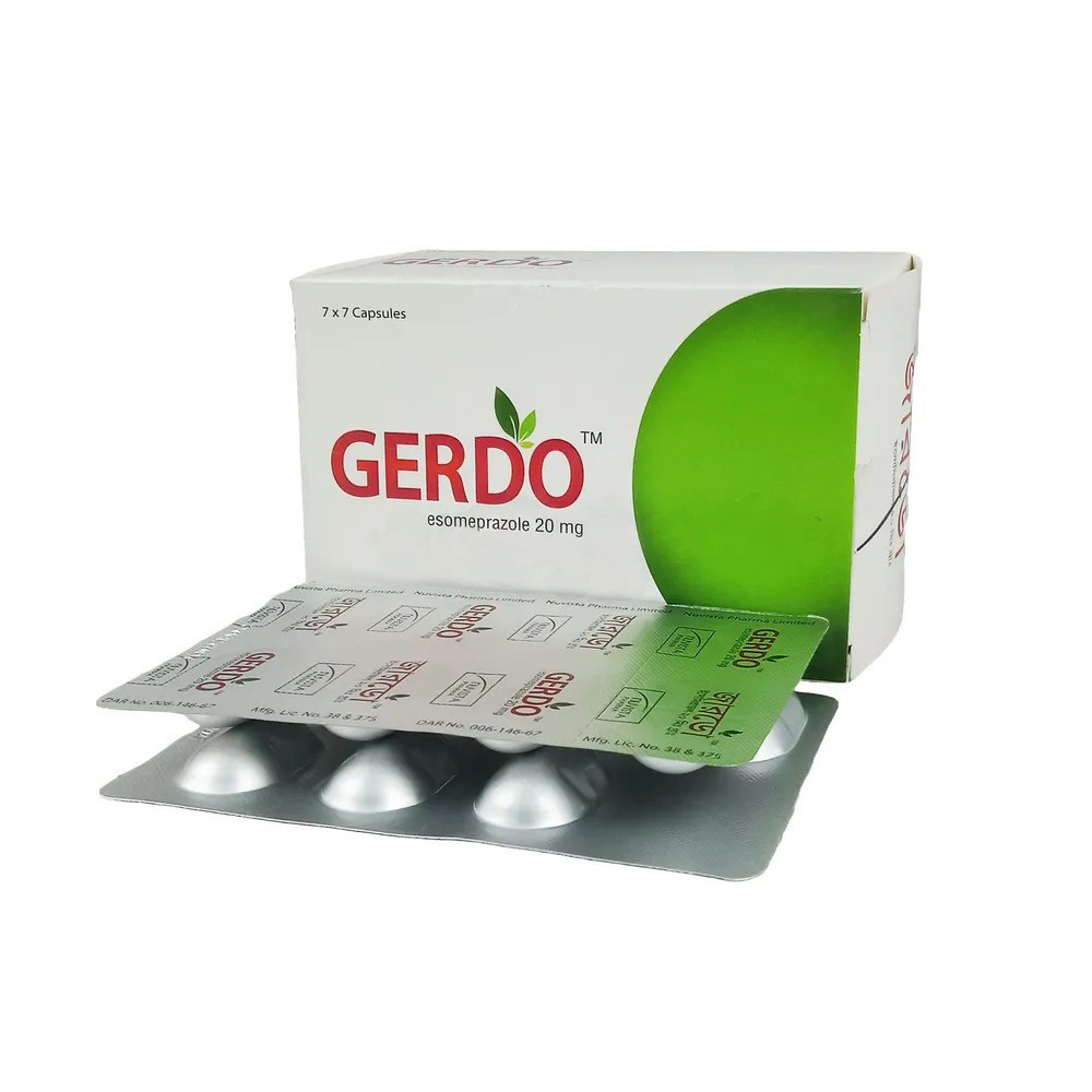 Pack Image: Gerdo 20 mg Capsule (7 x 7)