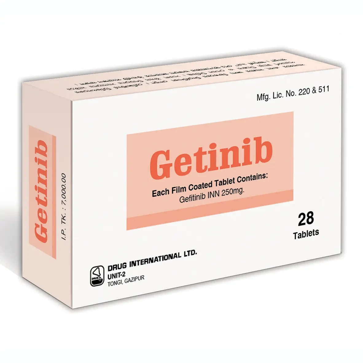 Pack Image: Getinib 250 mg Tablet (4 x 7)