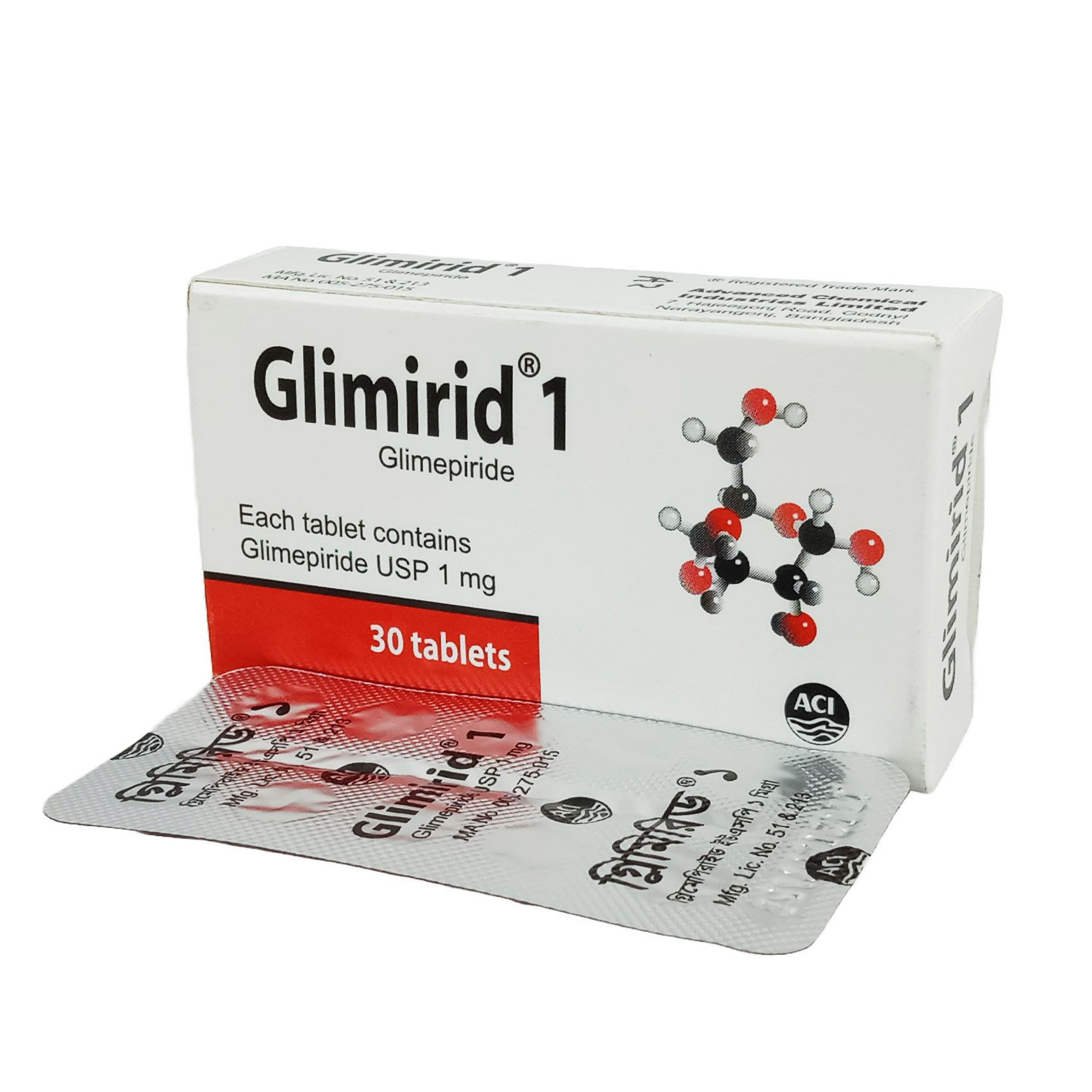 Pack Image: Glimirid 1 mg Tablet (3 x 10)