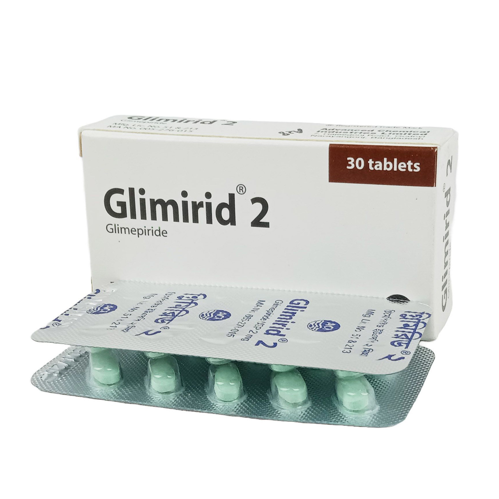 Pack Image: Glimirid 2 mg Tablet (3 x 10)