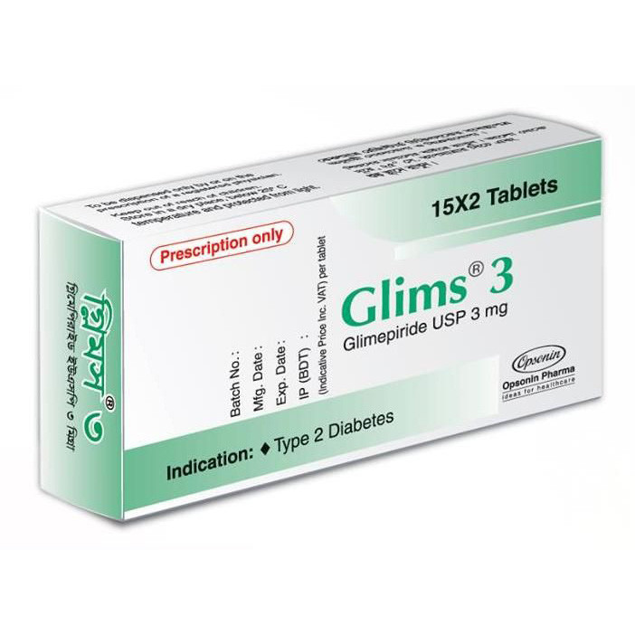 Pack Image: Glims 3 mg Tablet (2 x 15)