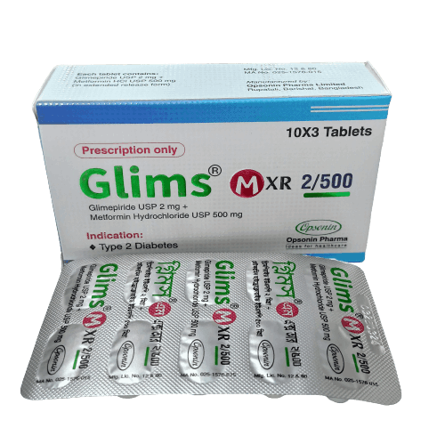 Pack Image: Glims M XR 2 mg Tablet (3 x 10)