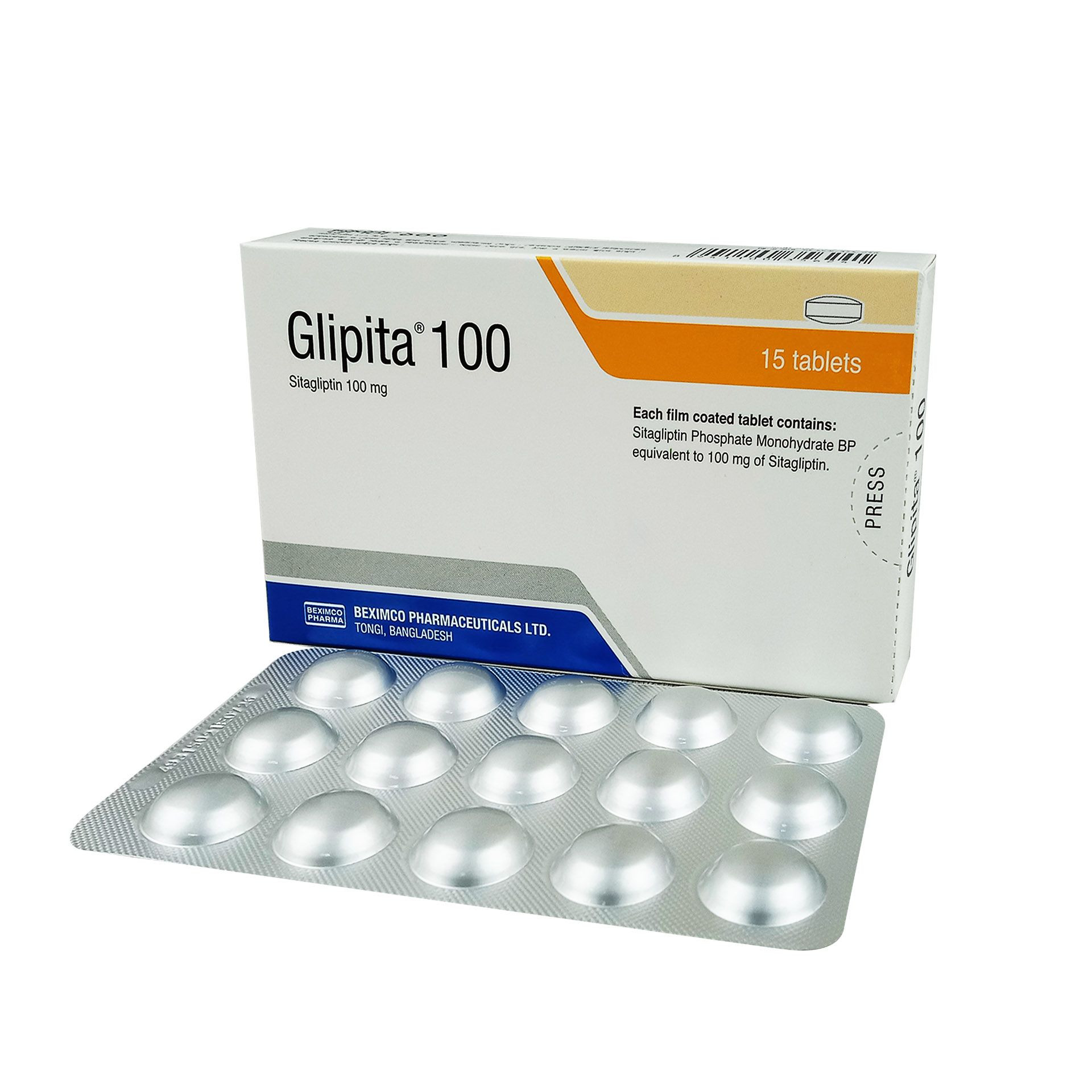 Pack Image: Glipita 100 mg Tablet (1 x 15)
