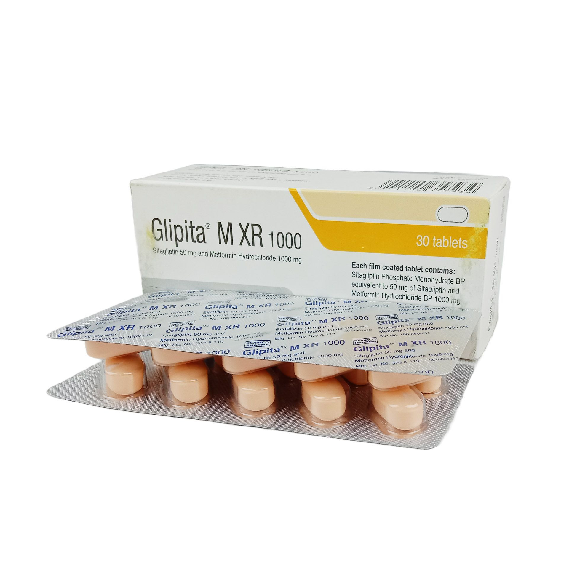 Pack Image: Glipita M XR 50 mg Tablet (3 x 10)