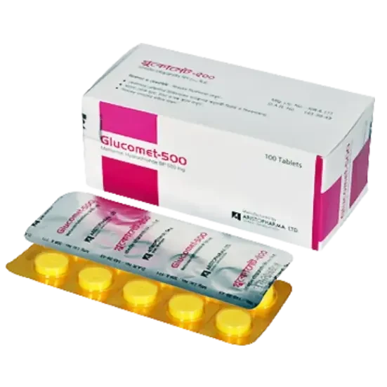 Pack Image: Glucomet 500 mg Tablet (10 x 10)