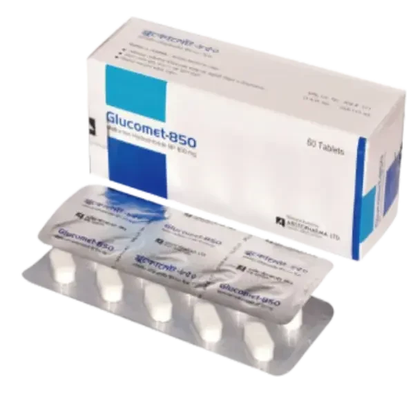 Pack Image: Glucomet 850 mg Tablet (6 x 10)