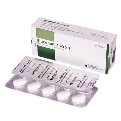 Pack Image: Glucomet XR 750 mg Tablet (3 x 10)