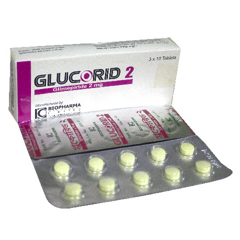 Pack Image: Glucorid 2 mg Tablet (3 x 10)