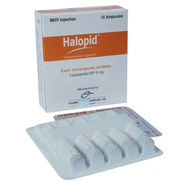 Pack Image: Halopid 5 mg Injection (1 ml ampoule)