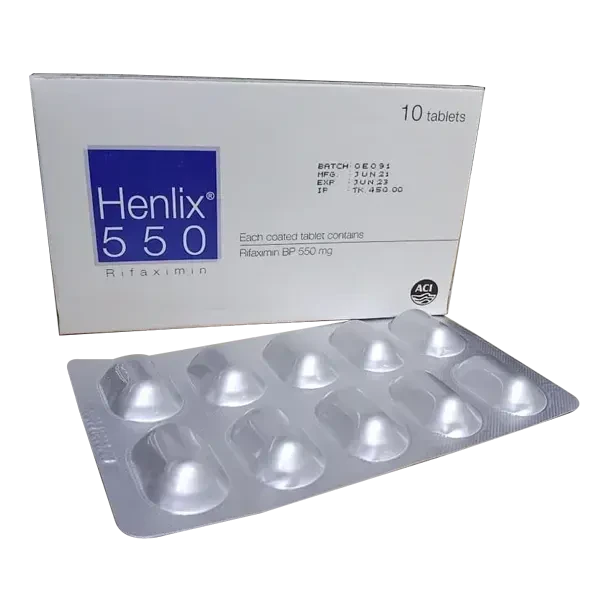 Pack Image: Henlix 550 mg Tablet (2 x 5)