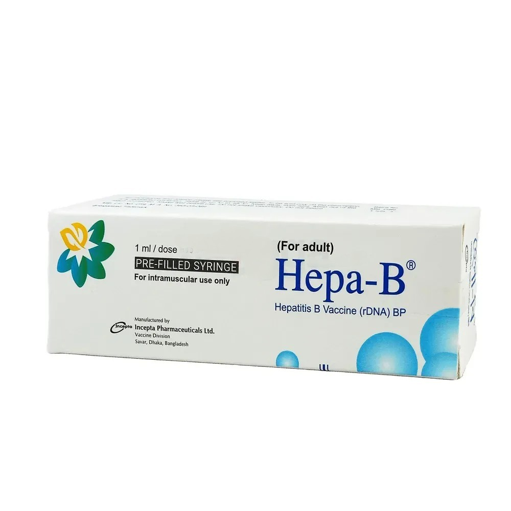 Pack Image: Hepa-B 20 mcg Injection (1 ml pre-filled syringe)