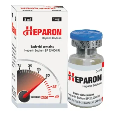 Pack Image: Heparon 25000 IU Injection (5 ml vial)
