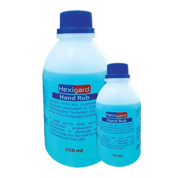 Pack Image: Hexigard 0.5% 70% Hand Rub (50 ml bottle)