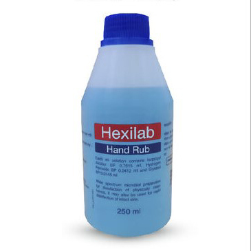 Pack Image: Hexilab 75% 0.125% Hand Rub (50 ml bottle)