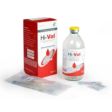 Pack Image: Hi-Vol 6% 0.9% Injection (500 ml bottle)