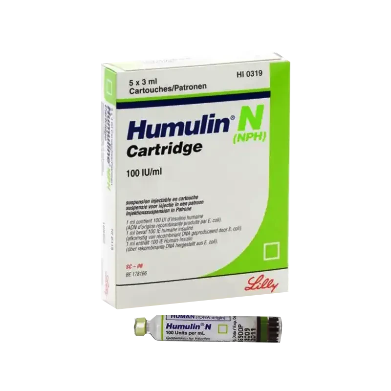 Pack Image: Humulin N 100 IU Injection (3 ml cartridge)