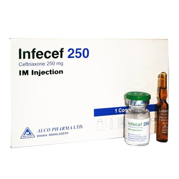 Pack Image: Infecef 250 mg Injection (250 mg vial)