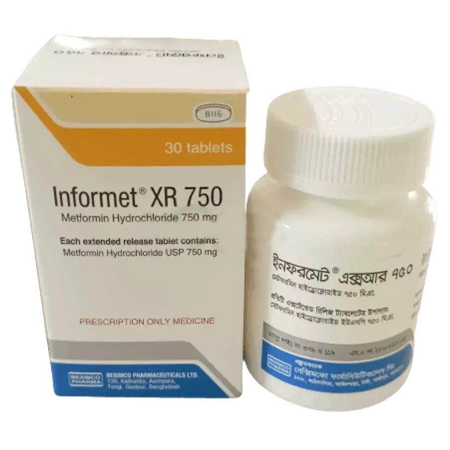 Pack Image: Informet XR 750 mg Tablet (1 x 30)