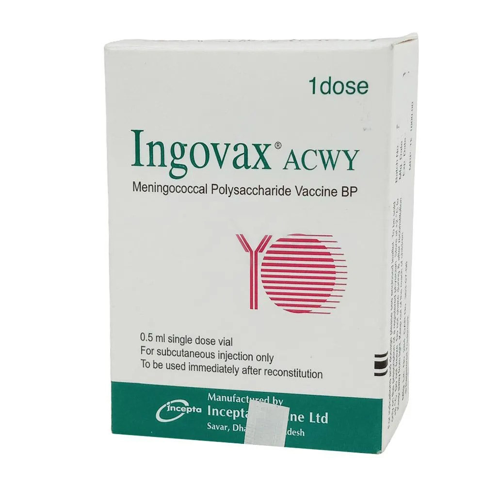 Pack Image: Ingovax ACWY 50 mcg Injection (0.5 ml vial)