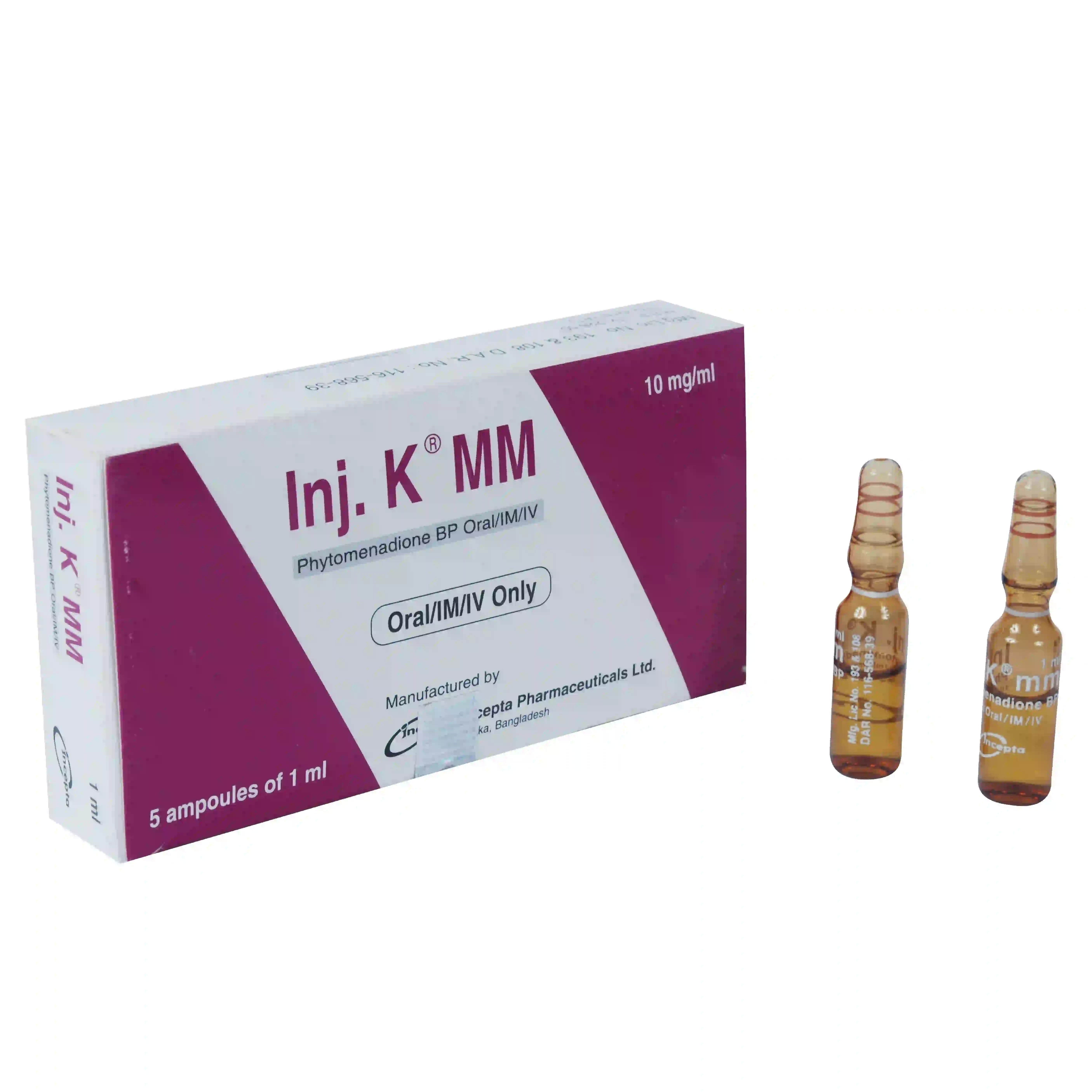 Pack Image: Inj. K MM 10 mg Injection (10 mg ampoule)
