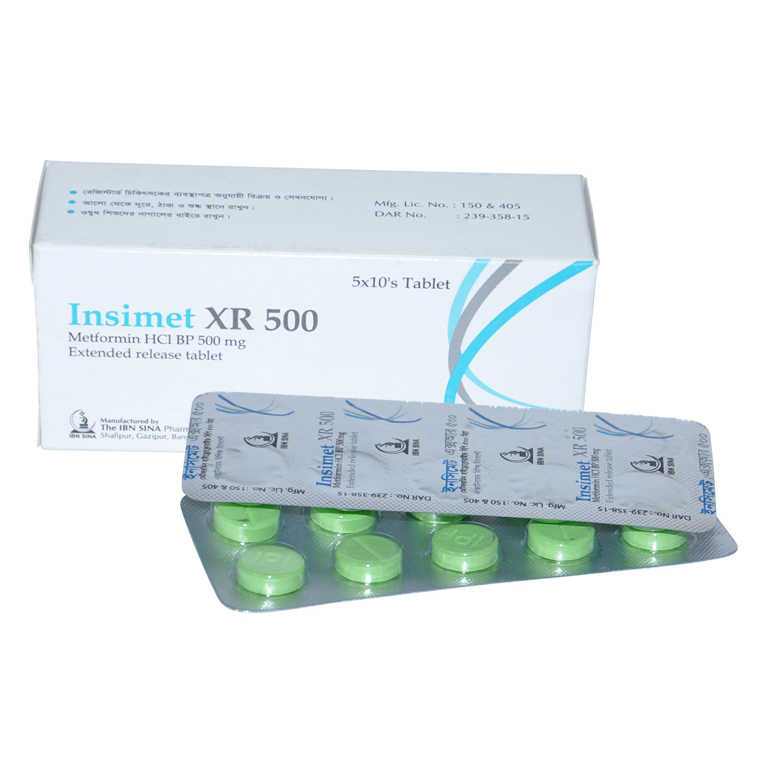 Pack Image: Insimet XR 500 mg Tablet (5 x 10)