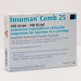 Pack Image: Insuman Comb 25% 75% Injection (5 ml vial)